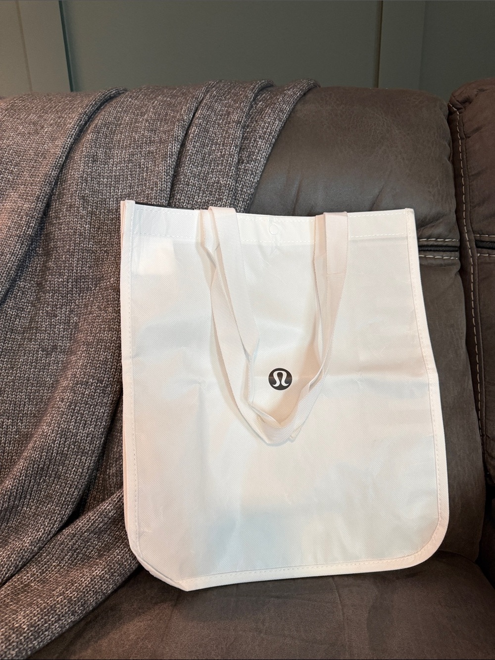 Lululemon Soft White Canvas Tote